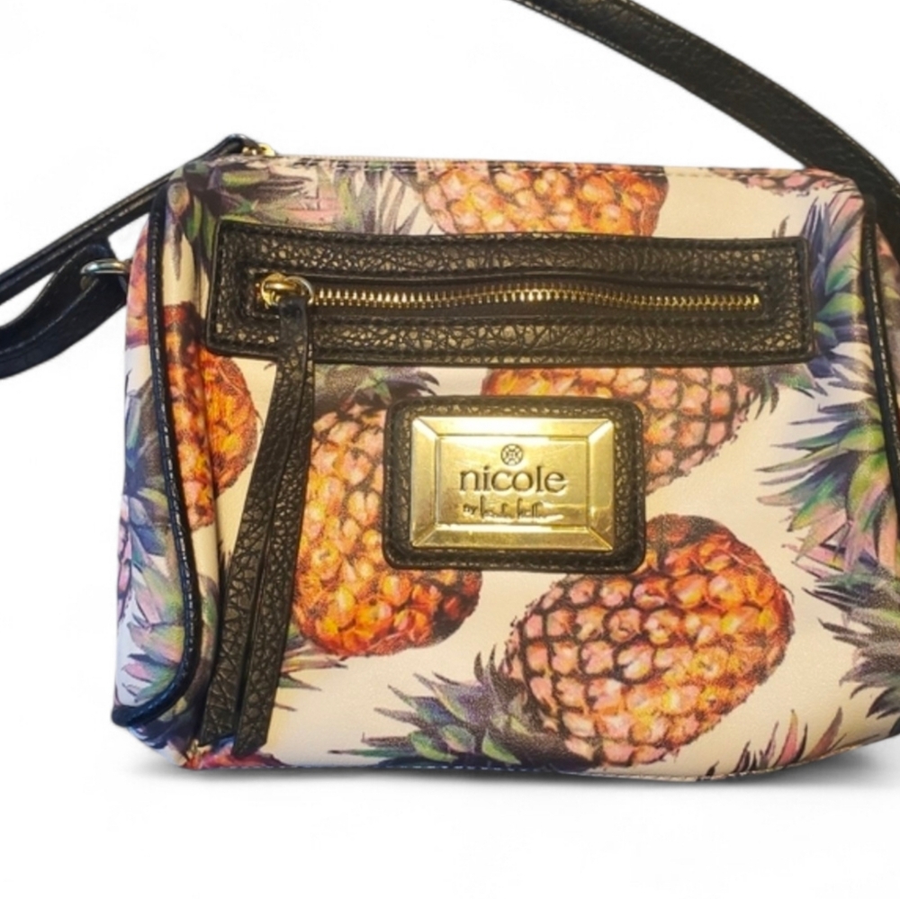 NICOLE MILLER Pineapple Faux Leather Crossbody Purse